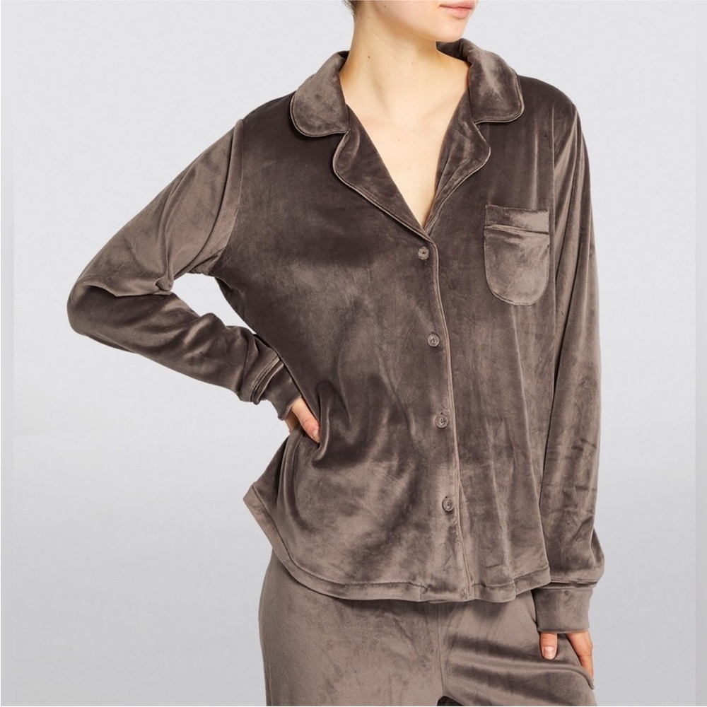 Skims Velour Button Up Sleep Top